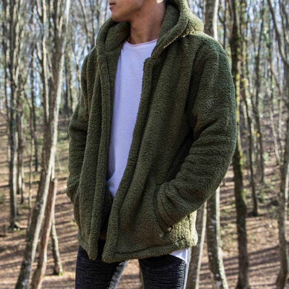 Men Fluffy Hooded Jacket